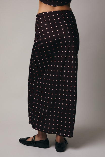 Windy Polka Dot Skirt- Wine/Blush