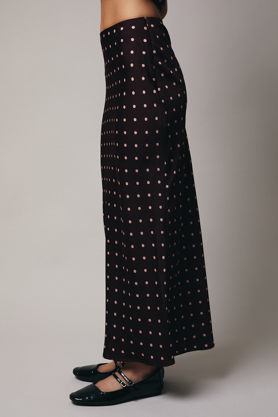 Windy Polka Dot Skirt- Wine/Blush