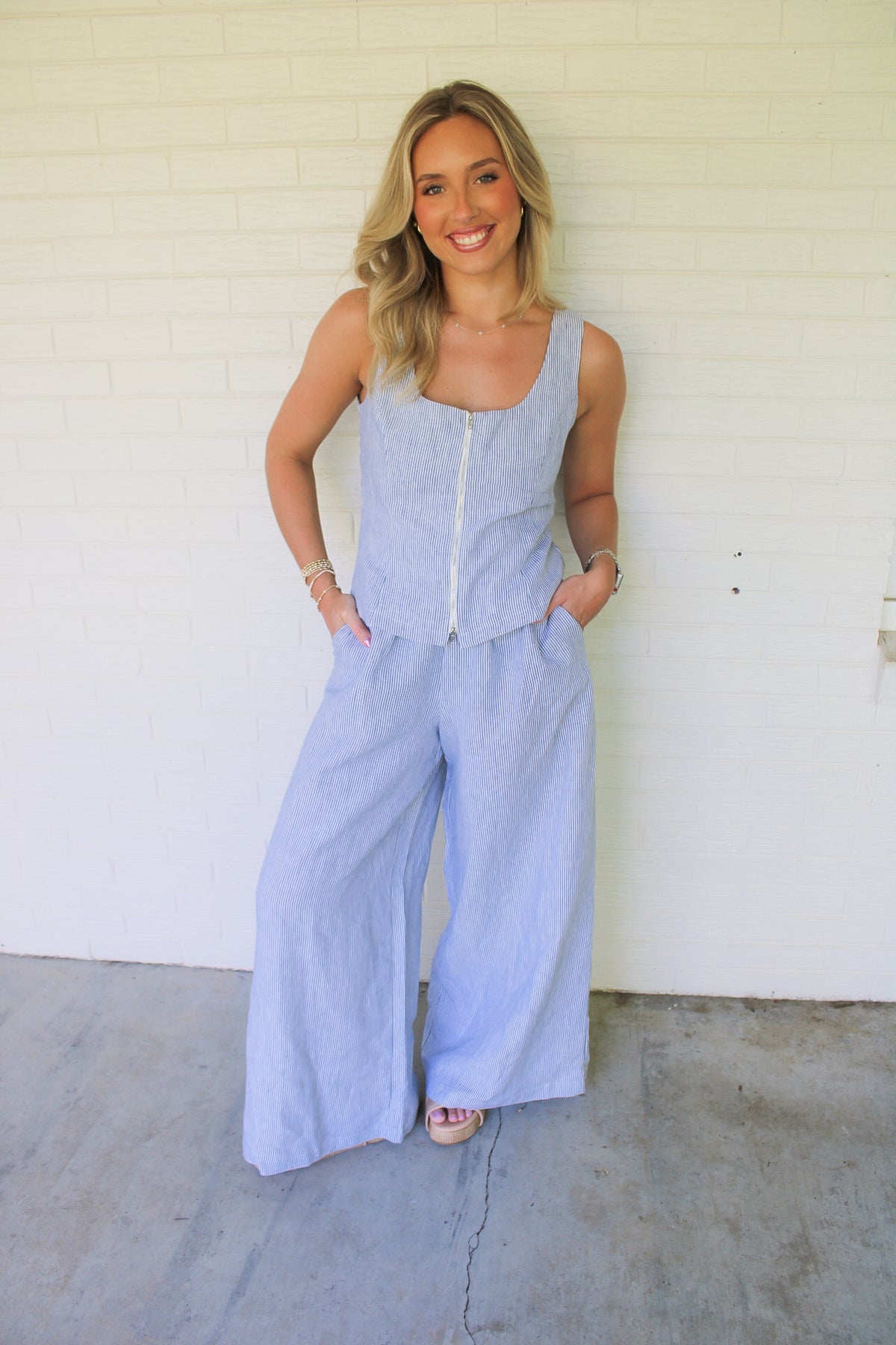 Sarah Zipper Top- Denim