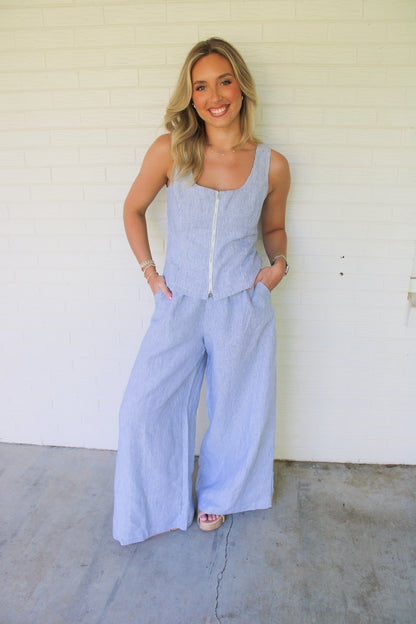 Sarah Zipper Top- Denim