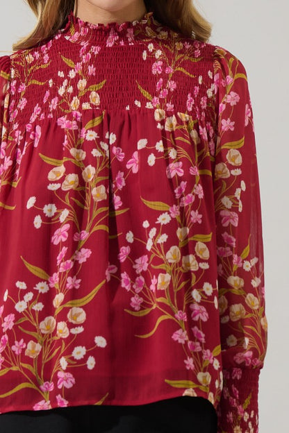 Ginnie Floral Top- Burgundy