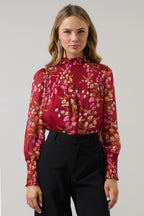 Ginnie Floral Top- Burgundy