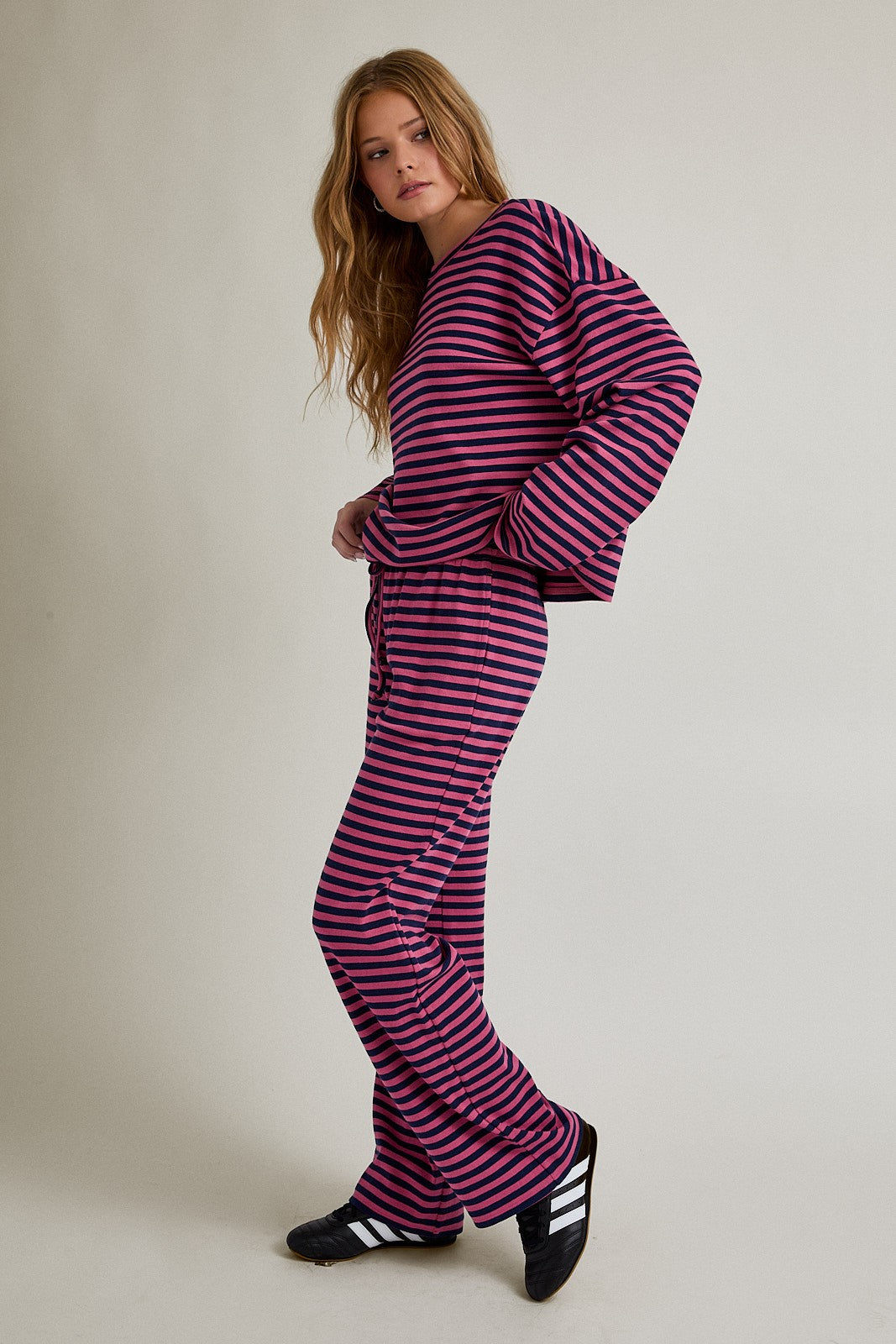 Ferris Stripe Set- Navy/Pink