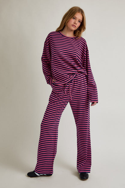 Ferris Stripe Set- Navy/Pink