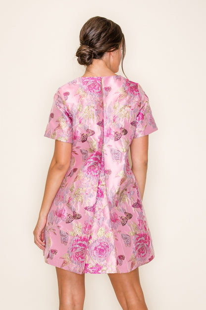 Waverly Mini Dress- Beige/Mauve/Green