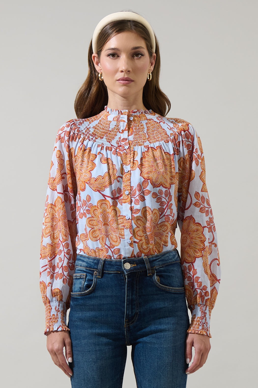 Siany Floral Debory Smocked Top