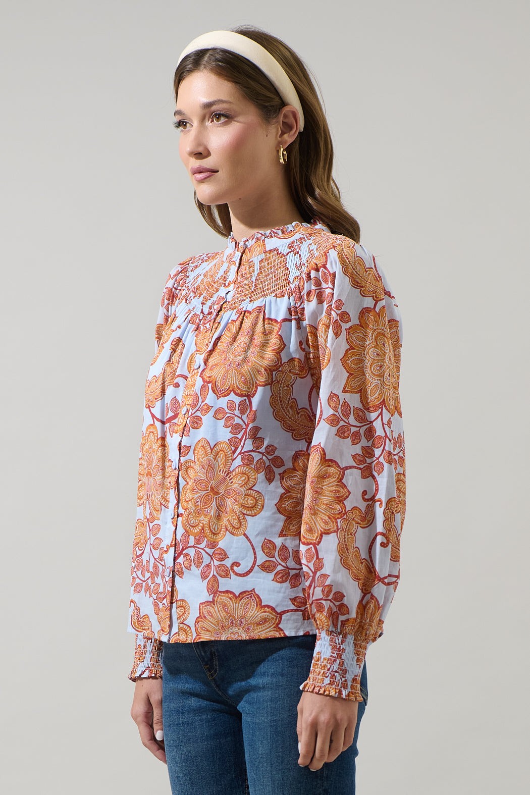 Siany Floral Debory Smocked Top