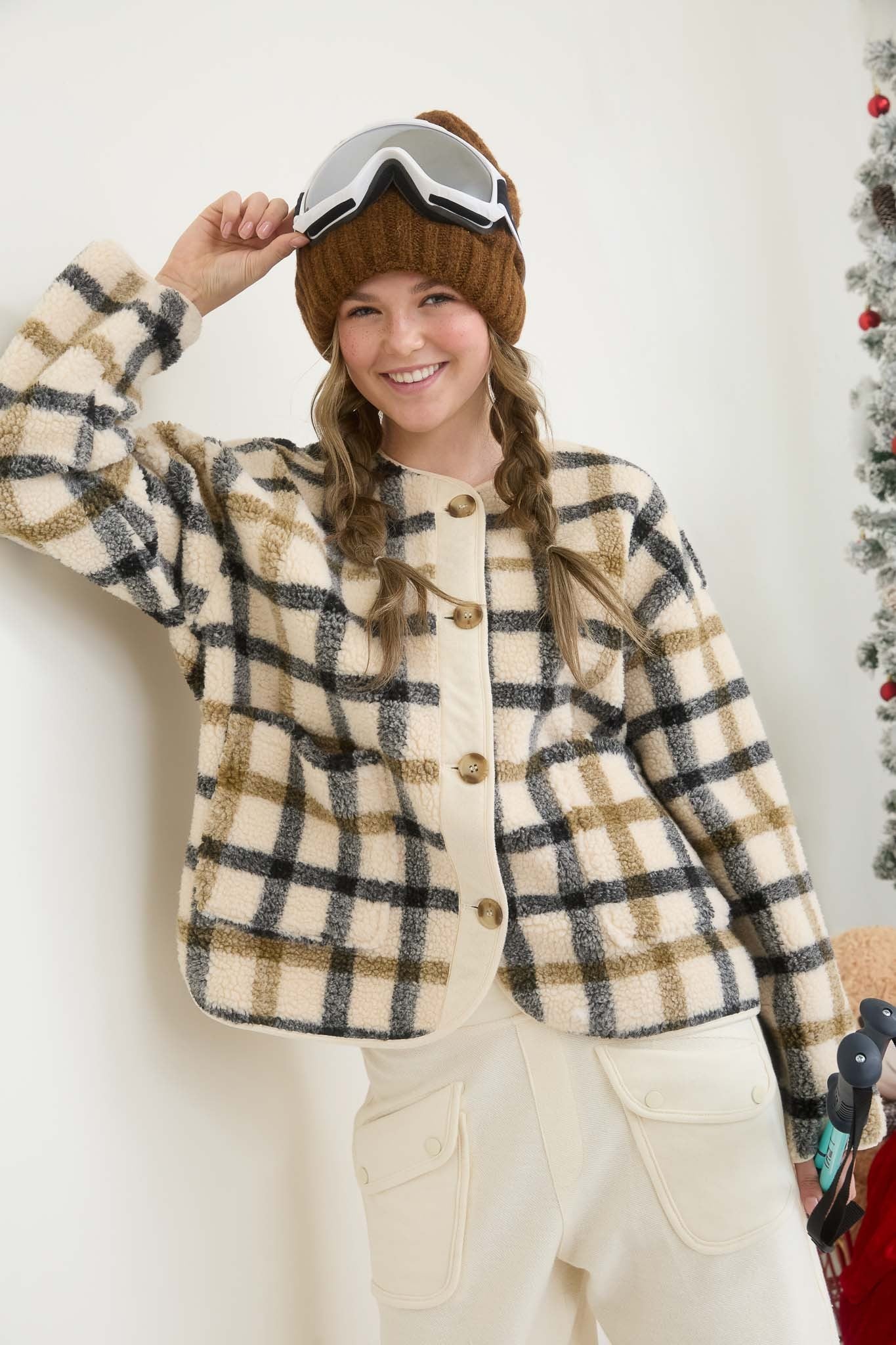 Teddy Plaid Jacket