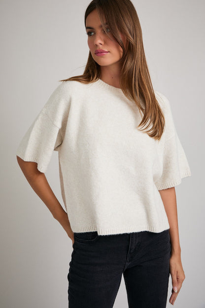 Boxy Sweater Top- Cream