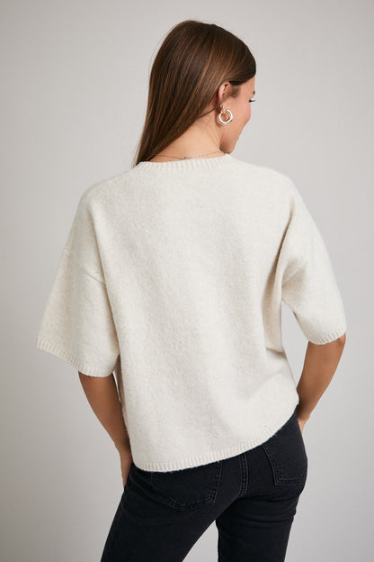 Boxy Sweater Top- Cream