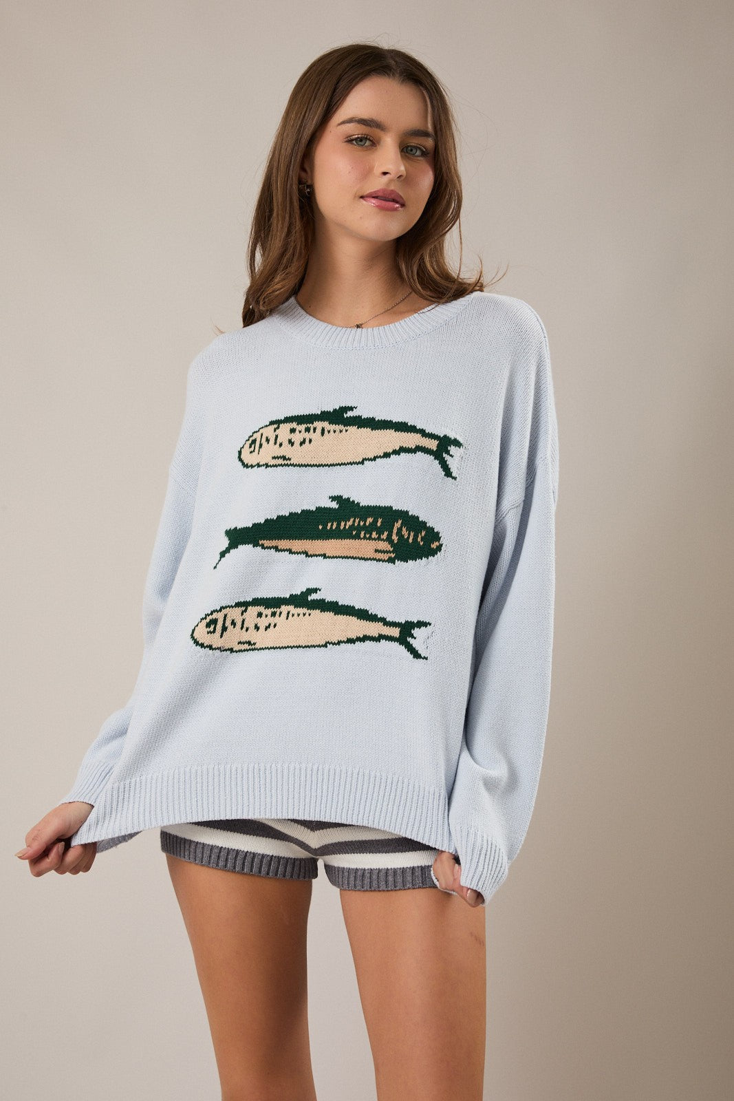 3 Sardine Sweater- Baby Blue