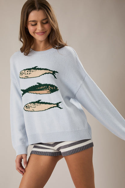 3 Sardine Sweater- Baby Blue