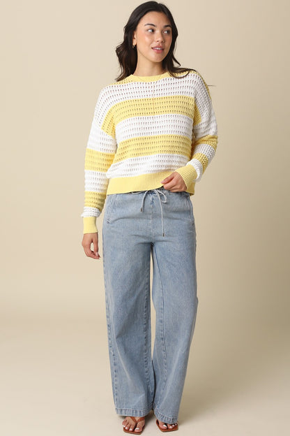 Sadie Mesh Stripe Knit Sweater