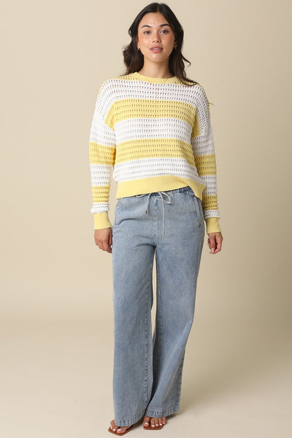 Sadie Mesh Stripe Knit Sweater