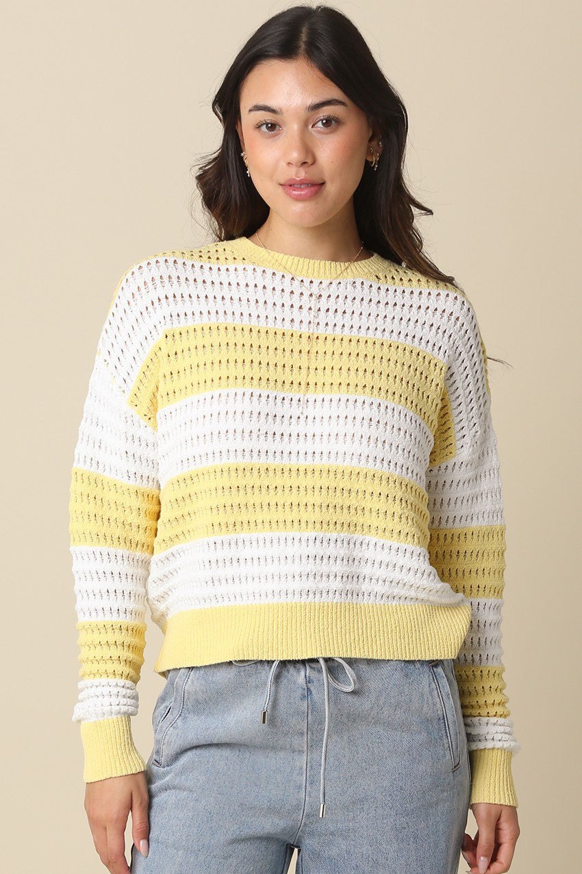 Sadie Mesh Stripe Knit Sweater