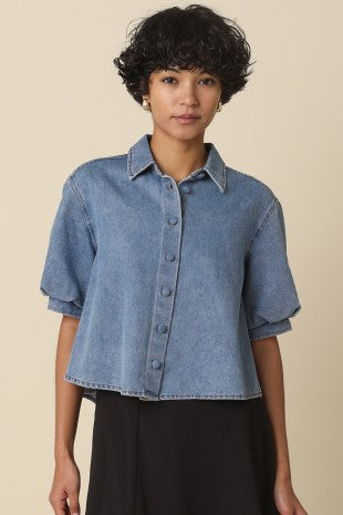 Leanna Cropped Denim Shirt