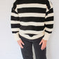 Amelia Strip Sweater- Cream/Black