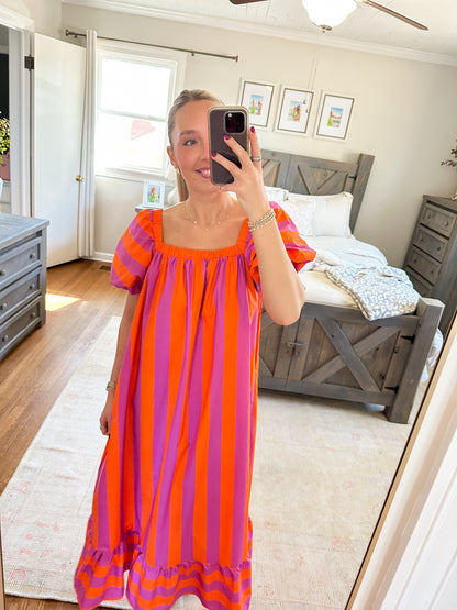 Sweet Stripes Maxi- Pink/Orange