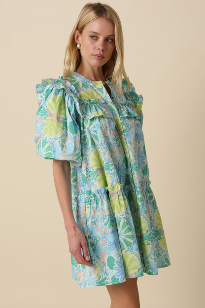 Lilah Floral Ruffle Shoulder Dress