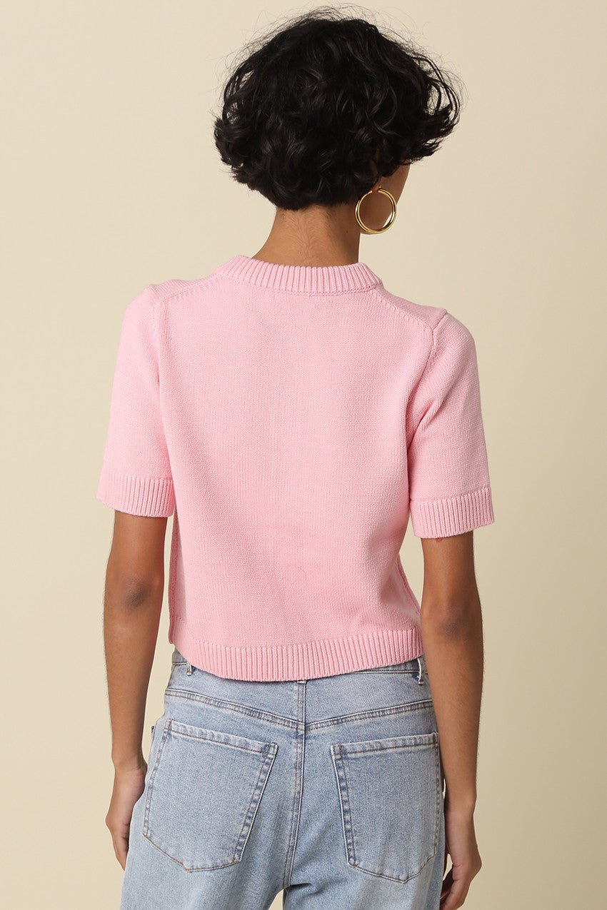 Leia Knit Top- Soft Pink
