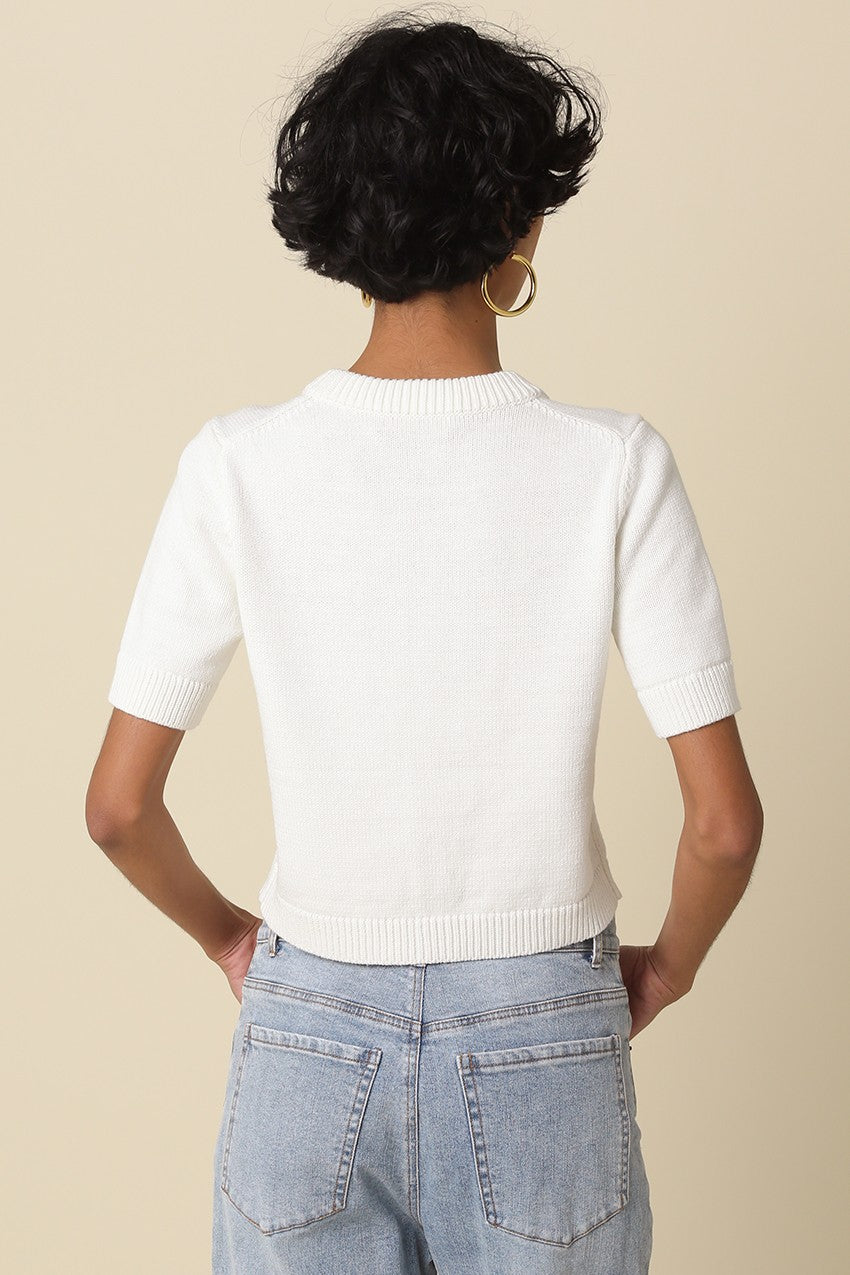 Leia Knit Top- Ivory