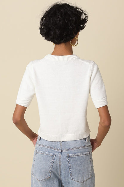 Leia Knit Top- Ivory