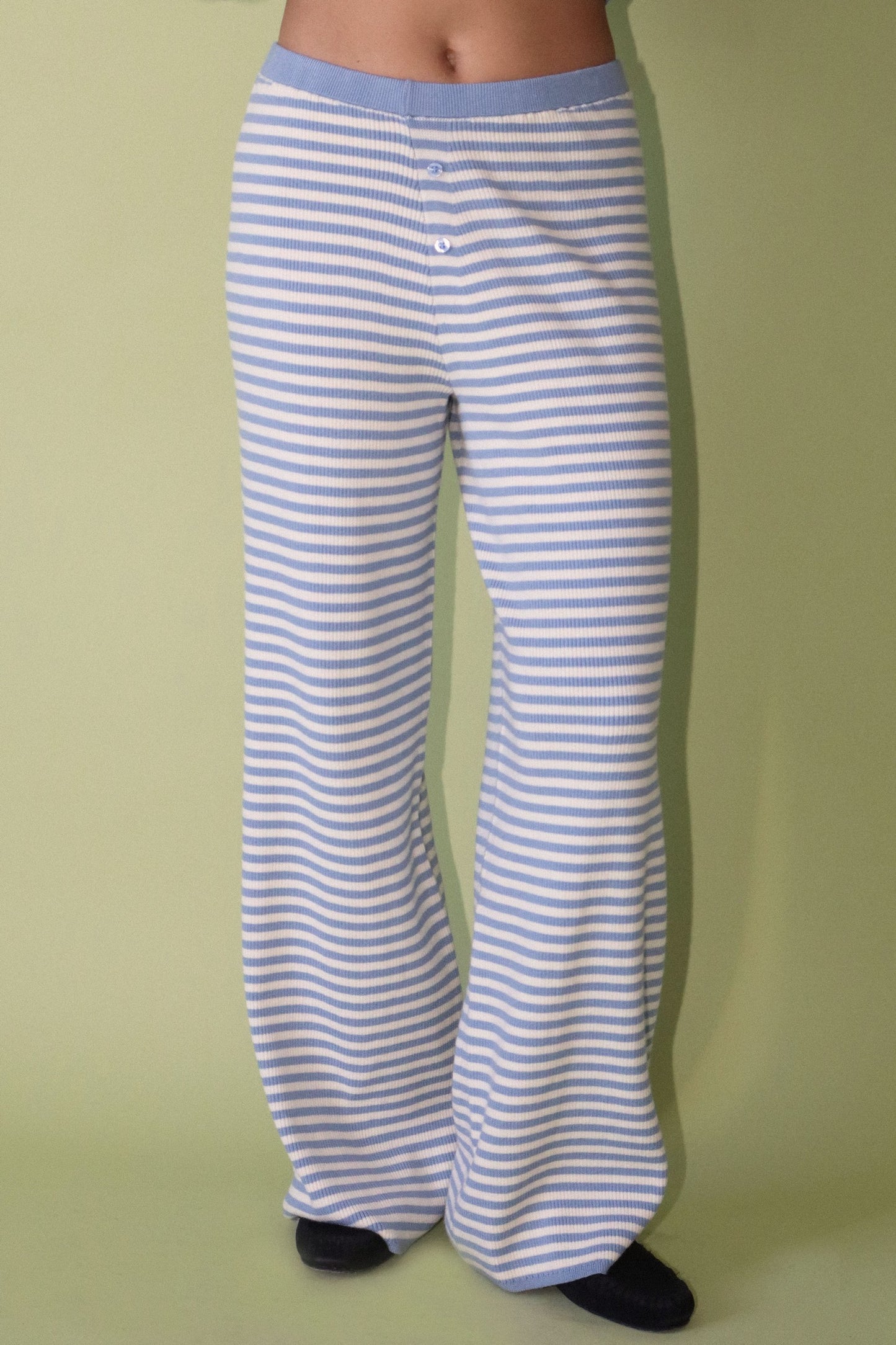 Bailey Striped Wide Leg Pants- Cloud