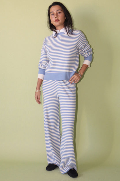 Bailey Striped Wide Leg Pants- Cloud