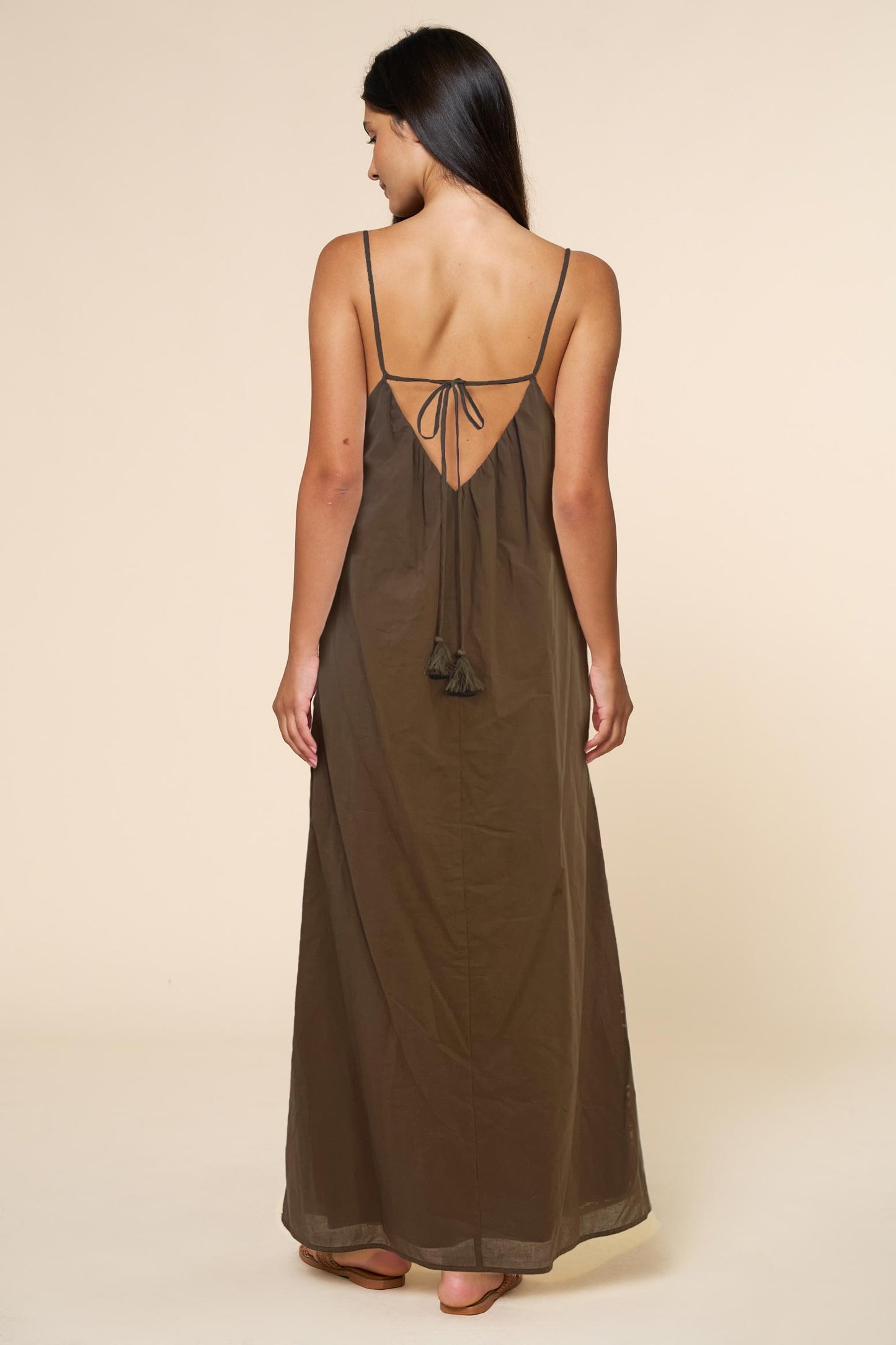 Star Fish Eyelet Maxi Dress- Brown