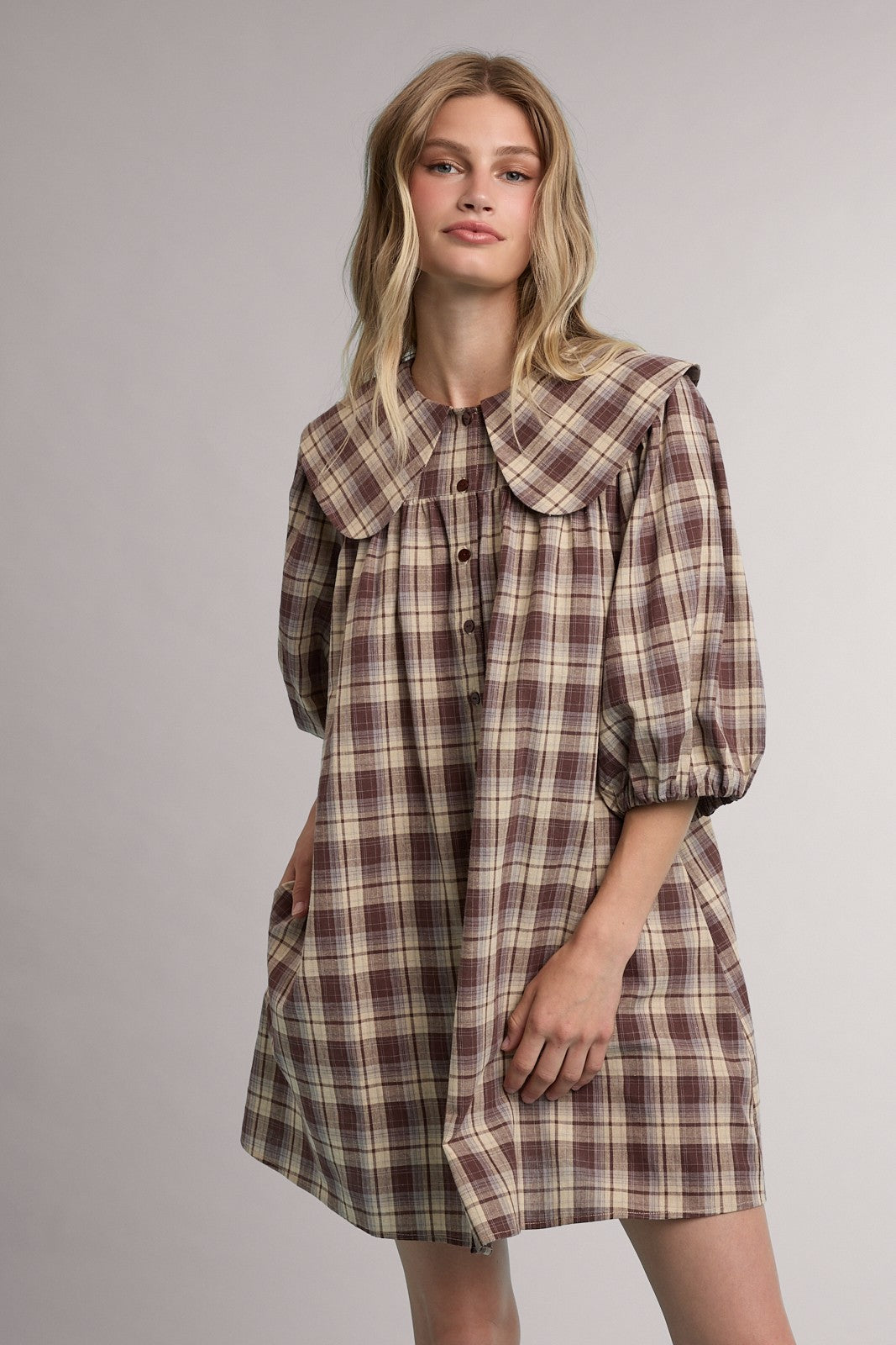 Camden Dress- Brown Plaid
