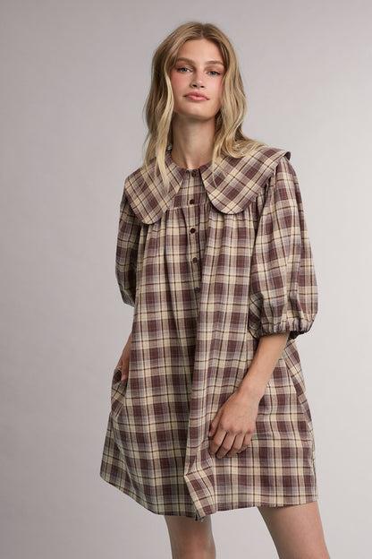 Camden Dress- Brown Plaid