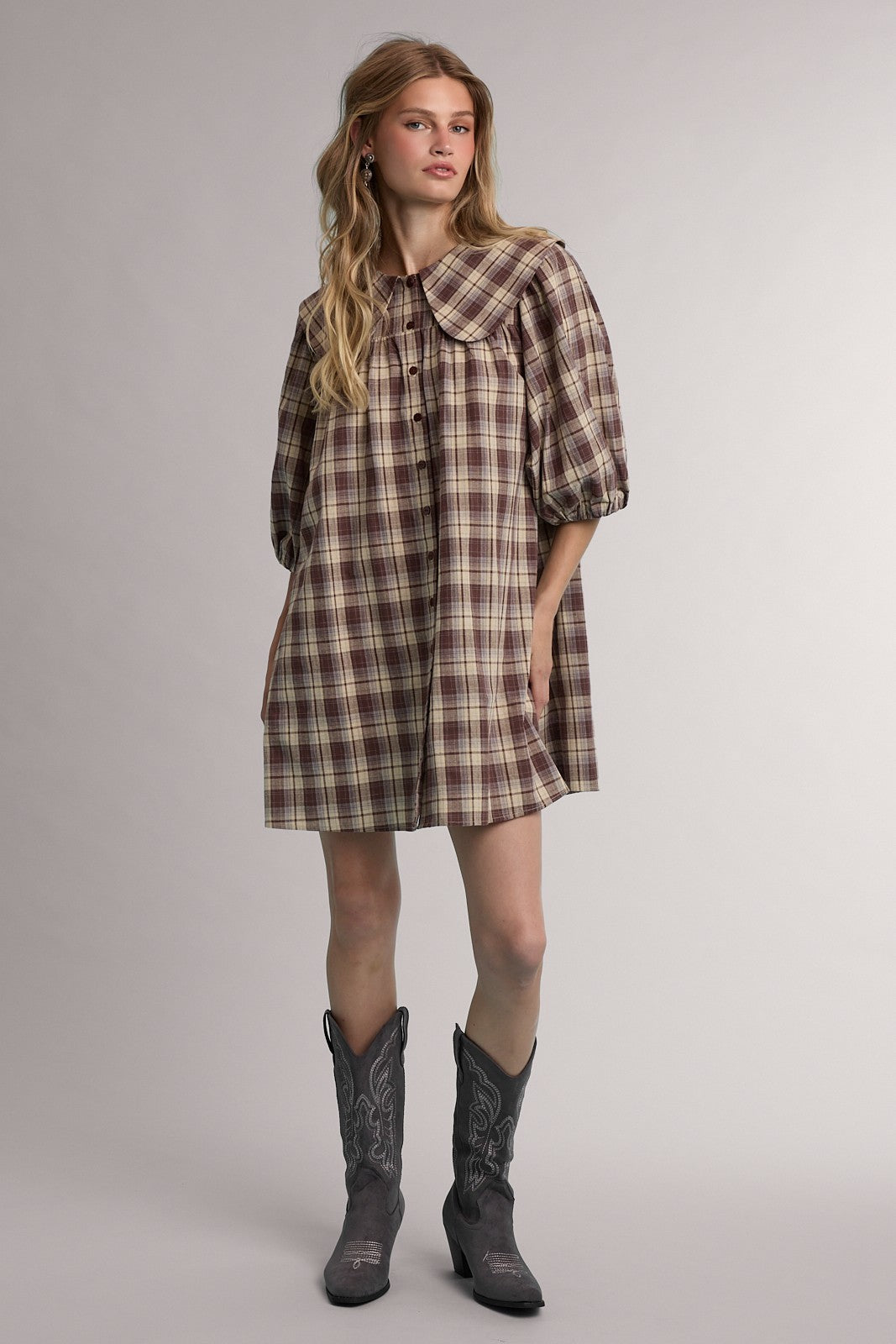 Camden Dress- Brown Plaid