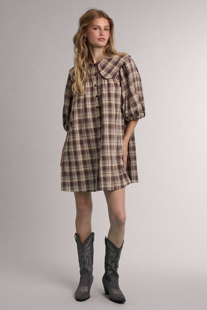 Camden Dress- Brown Plaid