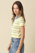 Shyla Striped Top- Butter/Blue