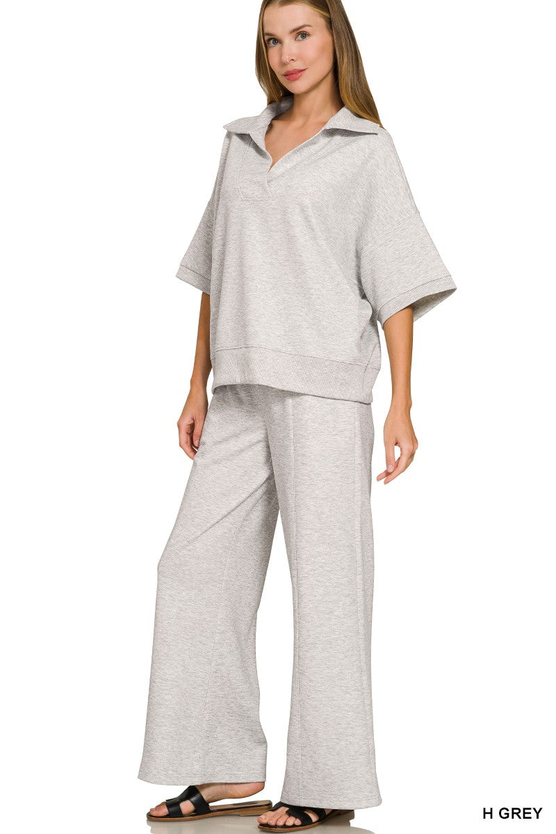 Scuba Collared Set- Heather Grey