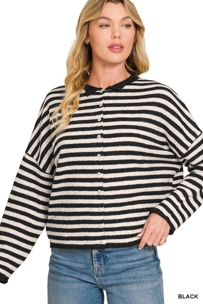Black Stripe Cardigan