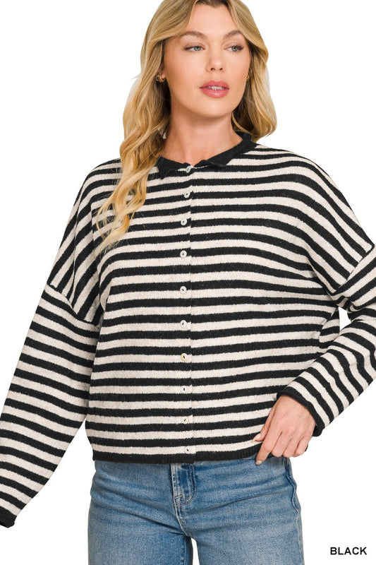Black Stripe Cardigan