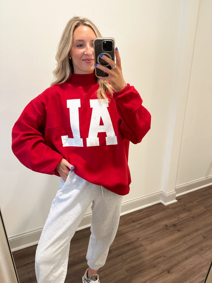 Alabama Mock Neck Sweatshirt- Crimson