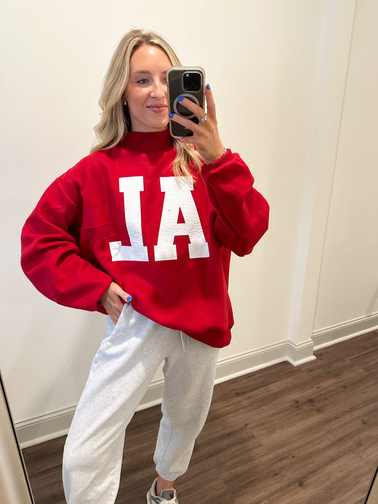 Alabama Mockneck Sweatshirt- Crimson