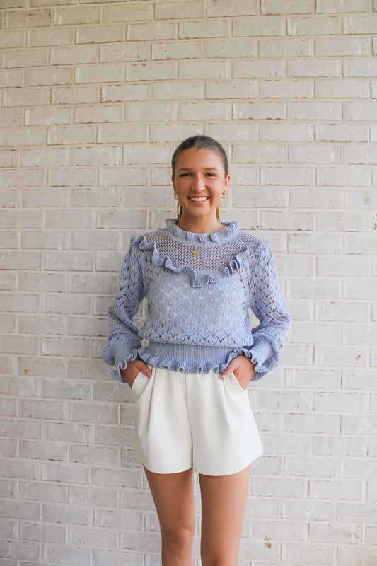 Pique Sweater- Light Blue