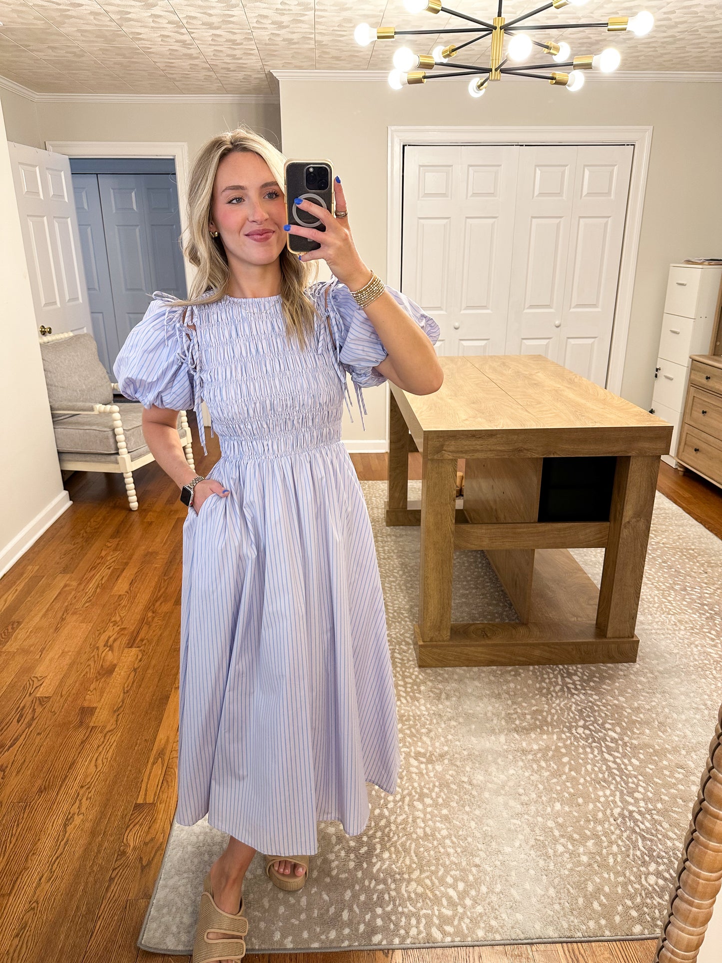 Aria Stripe Midi- Pink/Blue
