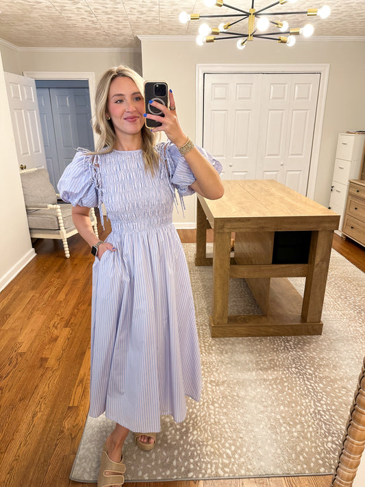 Aria Stripe Midi- Pink/Blue