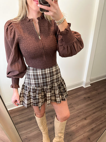 Presley Zip Top- Espresso