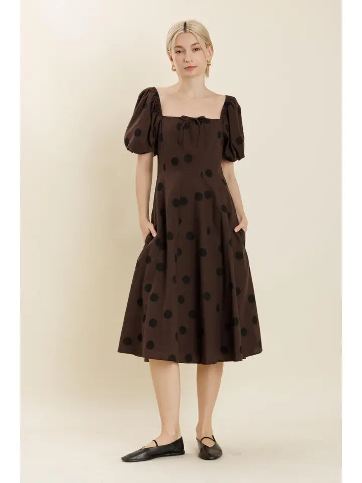Louisa Midi Dress- Brown/Black