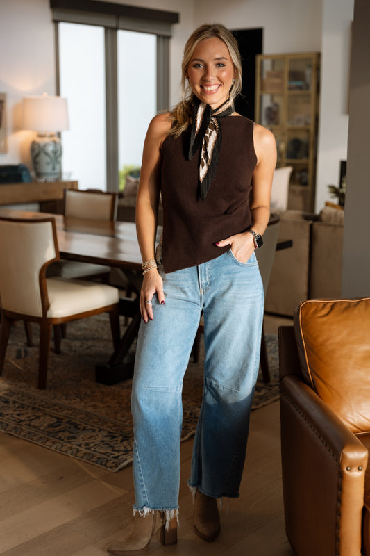 Zella Sweater Tank- Dark Chocolate