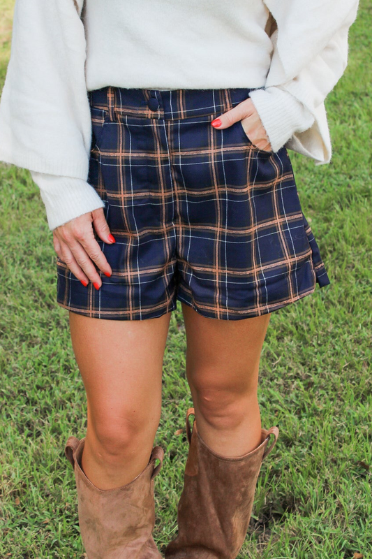 Rowan Plaid Shorts- Navy