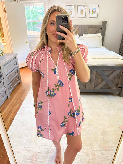Rose Floral Dress- Pink