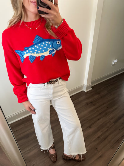 Andie Fish Sweater- Red