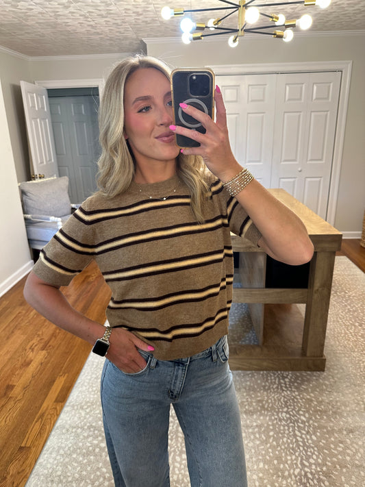 Patricia Striped Sweater- Latte