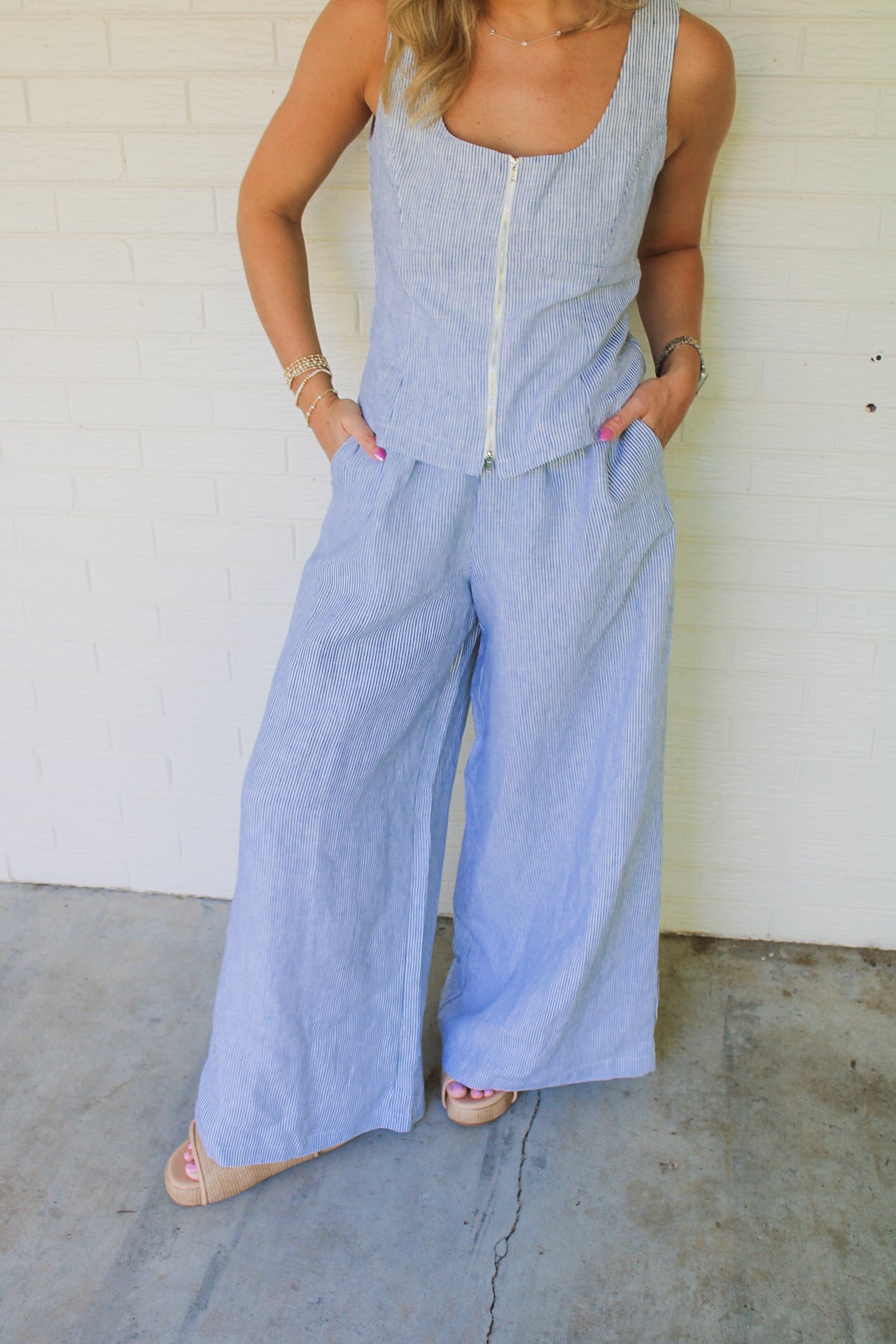 Sarah Zipper Top- Denim